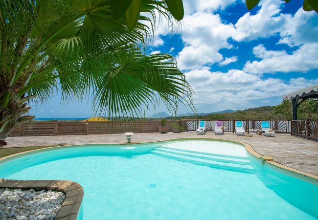 Rental villa swimming pool, sea view, Martinique