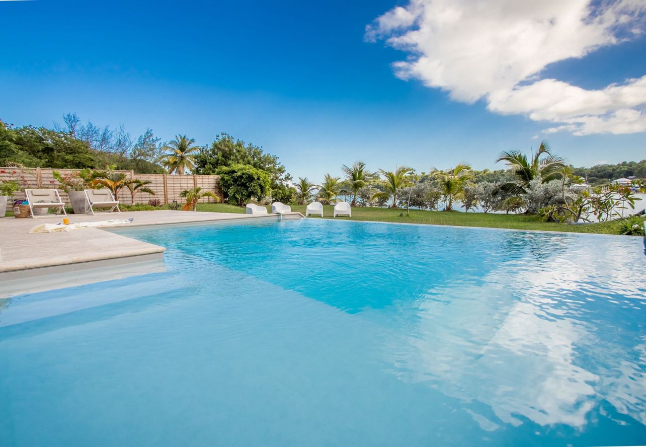 Villa à louer en Martinique avec piscine à débordement et ponton donnant directement sur l'océan
