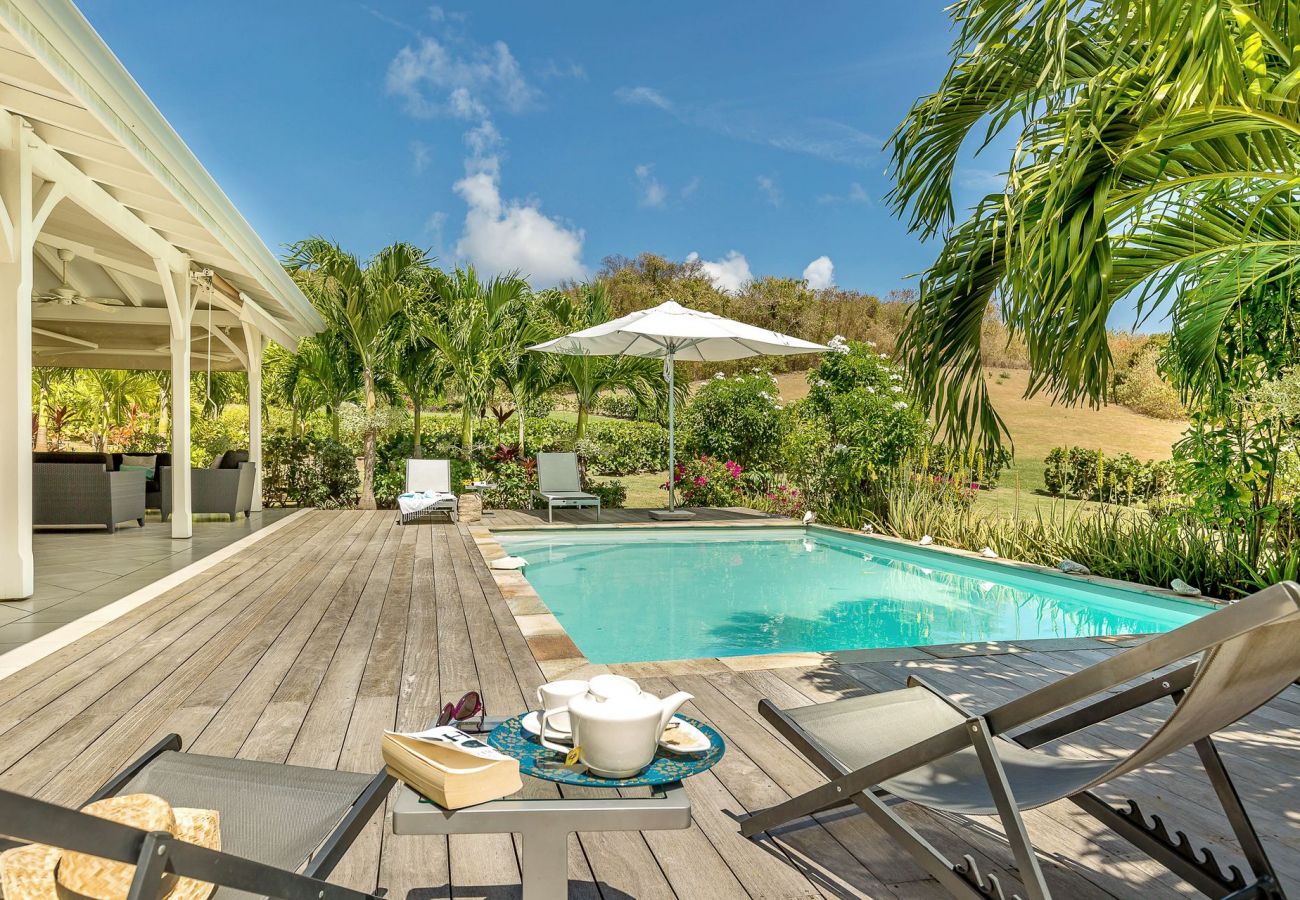 location de villas au Vauclin piscine, vue mer au coeur d'un jardin tropical